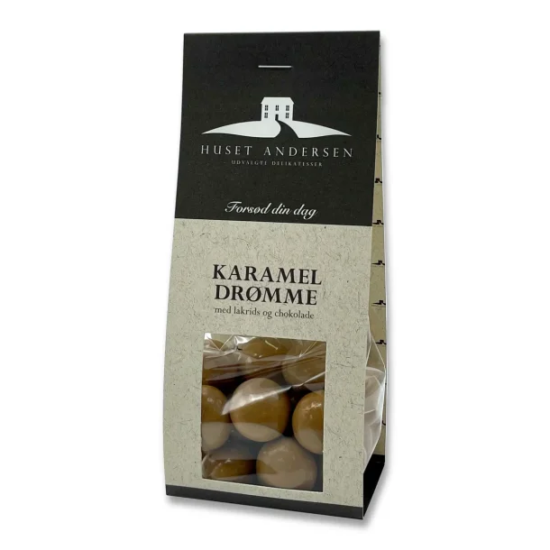 Huset Andersen - Karameldrmme med lakrids 100g.BB 30/11 24