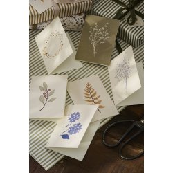 Ib Laursen Kort dobbelt 6 forskellige blomster- og bladmotiver 7,3x10,5