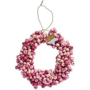 Ib Laursen Krans med trperler Stillenat hndlavet indvendig (lyserd) 4 cm