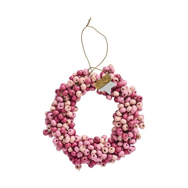 Ib Laursen Krans med trperler Stillenat hndlavet indvendig (lyserd) 4 cm