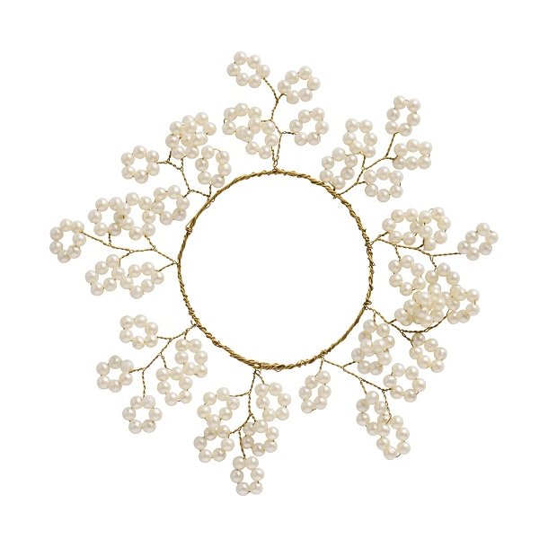 Ib Laursen Krans mini med sm hvide perler Magic and Wishes indvendig  5 cm