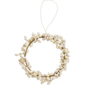  Ib Laursen Krans til ophng med hvide perler Magic and Wishes indvendig  8 cm
