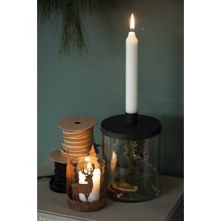 Ib Laursen Kronelys hvid rustik 18 cm.- 1 stk.