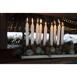 Ib Laursen Kronelys hvid rustik 18 cm.- 1 stk.