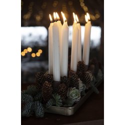 Ib Laursen Kronelys hvid rustik 18 cm.- 1 stk.