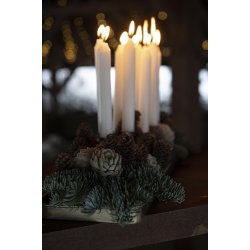 Ib Laursen Kronelys hvid rustik 18 cm.- 1 stk.