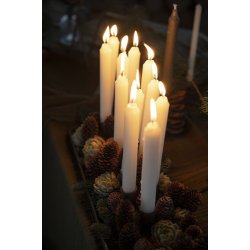 Ib Laursen Kronelys hvid rustik 18 cm.- 1 stk.