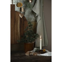 Ib Laursen Kronelys hvid rustik 18 cm.- 1 stk.