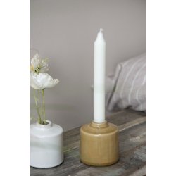 Ib Laursen Kronelys hvid rustik 18 cm.- 1 stk.