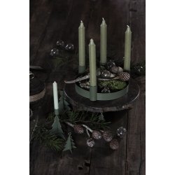 Ib Laursen Kronelys mosgrn rustik 18 cm.- 1 stk.