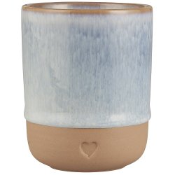 Ib Laursen Krus uden hank Heart mat brunt ler med lysebl kant 