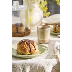 Ib Laursen Krus uden hank Heart mat brunt ler med naturfarvet kant 