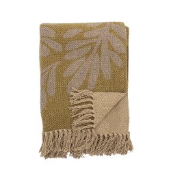 Bloomingville - Lark Plaid, tppe, gul, Genanvendt Bomuld 160x130 cm.