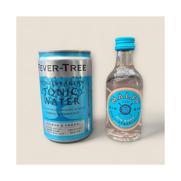 Fin lille gingave med 5 cl. MALFY GIN og tonic