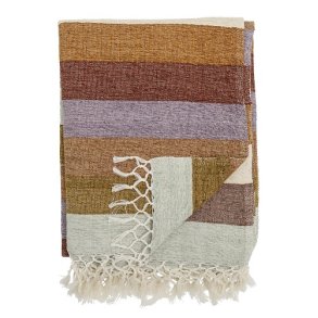 Bloomingville - Lucilla Plaid, Lilla, Genanvendt Bomuld 150x125 cm