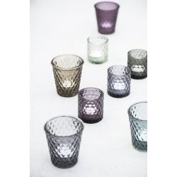 Ib Laursen Glas til fyrfadslys aubergine glas