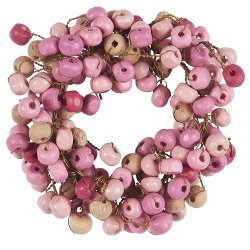 Ib Laursen  Lyskrans til 2,2 cm lys rosa trperler hndlavet indvendig  3 cm