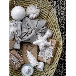 Bloomingville - Juletr - Martia Ornament, Hvid, Fjer - st af 2