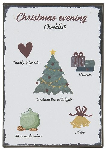 IB Laursen Metalskilt Christmas evening Checklist - JUL - Gaverummet.dk