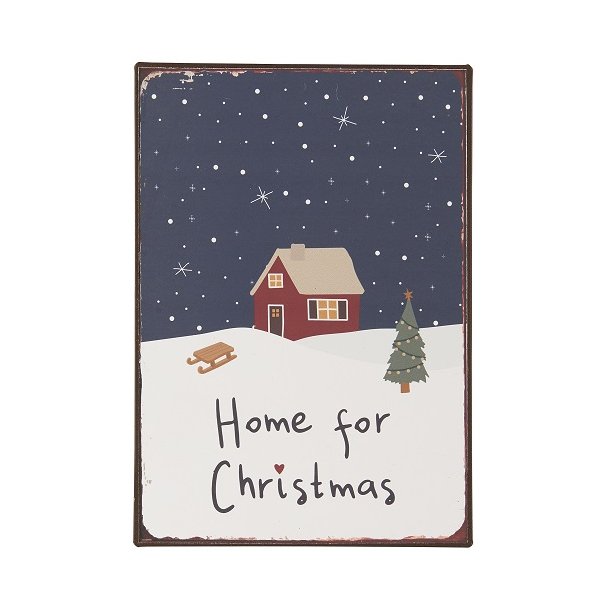 Ib Laursen Metalskilt Home for Christmas 20x14 cm.