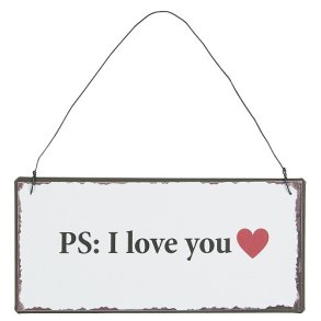 Ib Laursen - Metalskilt PS I love you - 7x15 cm