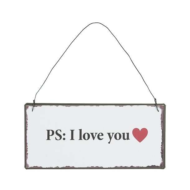 Ib Laursen - Metalskilt PS I love you - 7x15 cm