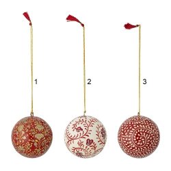 15% rabat Bloomingville - Julekugle Mia til ophng, Rd, Papmache, 3 varianter - 1 stk.