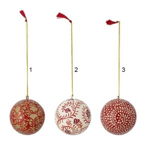 15% rabat Bloomingville - Julekugle Mia til ophng, Rd, Papmache, 3 varianter - 1 stk.