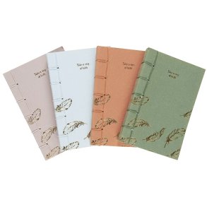 Ib Laursen Notesbog 4 ass farver med guldfarvet bladmnster, 1 stk.