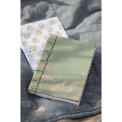 Ib Laursen Notesbog 4 ass farver med guldfarvet bladmnster, 1 stk.