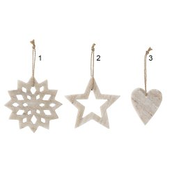 Bloomingville - Jylepynt i Marmor - Otilde Ornament, Natur,  3 variantet, 1 stk.