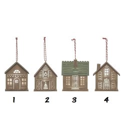 30% Bloomingville - Julehuse til ophng -Owe Ornamen, Brun, Krydsfiner - 1 stk.