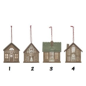 30% Bloomingville - Julehuse til ophng -Owe Ornamen, Brun, Krydsfiner - 1 stk.