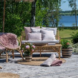 Speedtsberg - Pudebetrk inkl. pude/dunfyld -  Chambray Blue (denimbl) og rd stribet  60x60 cm