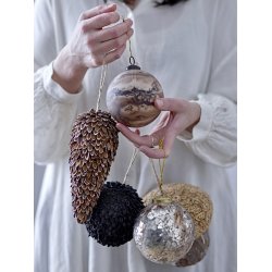 Bloomingville - Julekugle - Pavana Ornament, Sort, Grankogle (11,5 cm.)