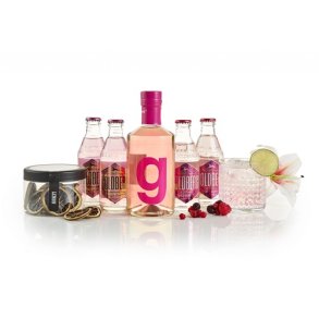 Pink Gin Pakke, 37,5 %, 50 cl. & tonic 4x20cl. - uden glas