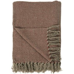 Ib Laursen Plaid - tppe brunt-rdbrunt zigzagmnster 130x160 cm.