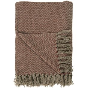 Ib Laursen Plaid - tppe brunt-rdbrunt zigzagmnster 130x160 cm.