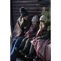 Ib Laursen Plaid - tppe brunt-rdbrunt zigzagmnster 130x160 cm.