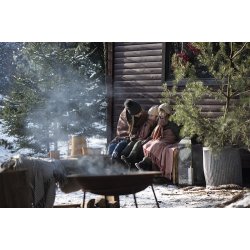 Ib Laursen Plaid - tppe brunt-rdbrunt zigzagmnster 130x160 cm.