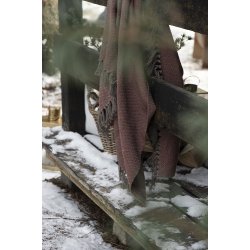 Ib Laursen Plaid - tppe brunt-rdbrunt zigzagmnster 130x160 cm.