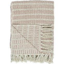  Ib Laursen Plaid - tppe med creme og malva farvet stribemnster130x160 cm.