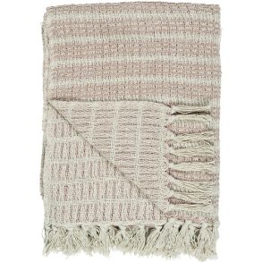  Ib Laursen Plaid - tppe med creme og malva farvet stribemnster130x160 cm.