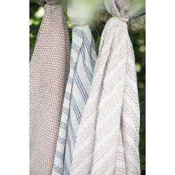  Ib Laursen Plaid - tppe med creme og malva farvet stribemnster130x160 cm.