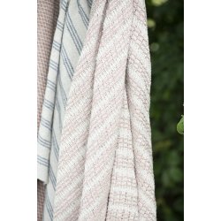  Ib Laursen Plaid - tppe med creme og malva farvet stribemnster130x160 cm.
