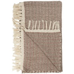 Ib Laursen Plaid - tppe med natur, brune og rust striber 130x160 cm.