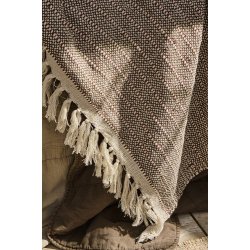 Ib Laursen Plaid - tppe med natur, brune og rust striber 130x160 cm.