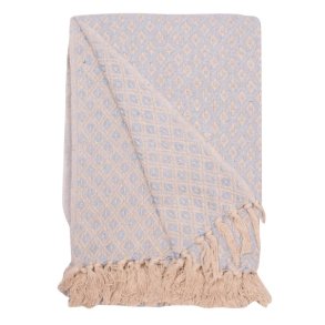 Au Maison  - Plaid- tppe -Harlekin-Lysebl/Naturlig, 130x180 cm