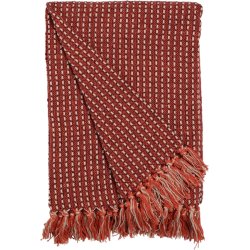 Au Maison  - Plaid, Stribe med Blokke, Orange og Bordeaux, 130x170cm