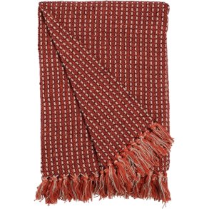 Au Maison  - Plaid, Stribe med Blokke, Orange og Bordeaux, 130x170cm